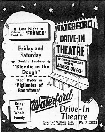 Waterford Drive-In Theatre - Oakland Press Advertisement (newer photo)